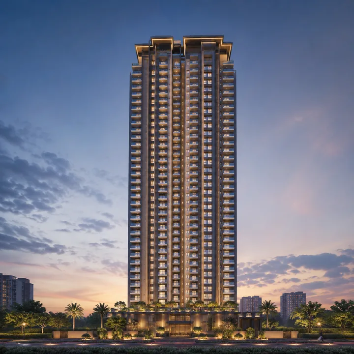 NVT Sarjapur–Attibele G+34 apartment tower at dusk