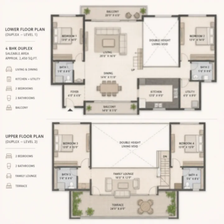 NVT Sarjapur–Attibele 4 BHK duplex floor plan layout
